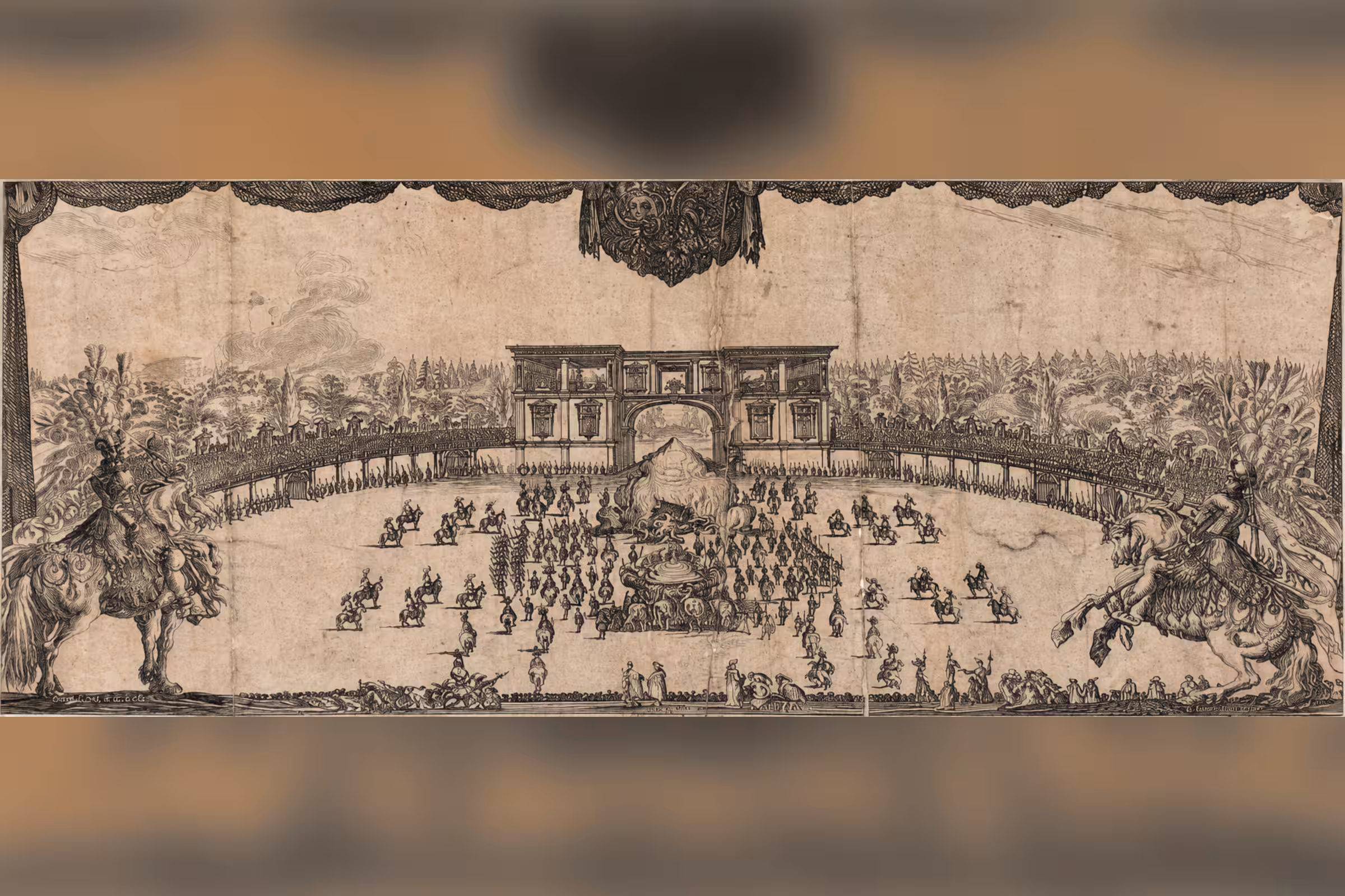 文艺复兴骑士竞技场全景版画